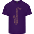 A Saxaphone Musical Instruments Brass Band Mens Cotton T-Shirt Tee Top Purple