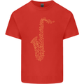 A Saxaphone Musical Instruments Brass Band Mens Cotton T-Shirt Tee Top Red