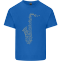 A Saxaphone Musical Instruments Brass Band Mens Cotton T-Shirt Tee Top Royal Blue