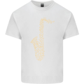 A Saxaphone Musical Instruments Brass Band Mens Cotton T-Shirt Tee Top White