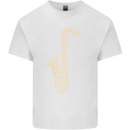 A Saxaphone Musical Instruments Brass Band Mens Cotton T-Shirt Tee Top White