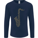 A Saxaphone Musical Instruments Brass Band Mens Long Sleeve T-Shirt Navy Blue