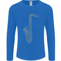 A Saxaphone Musical Instruments Brass Band Mens Long Sleeve T-Shirt Royal Blue