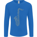A Saxaphone Musical Instruments Brass Band Mens Long Sleeve T-Shirt Royal Blue
