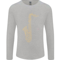 A Saxaphone Musical Instruments Brass Band Mens Long Sleeve T-Shirt Sports Grey