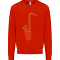 A Saxaphone Musical Instruments Brass Band Mens Sweatshirt Jumper Bright Red