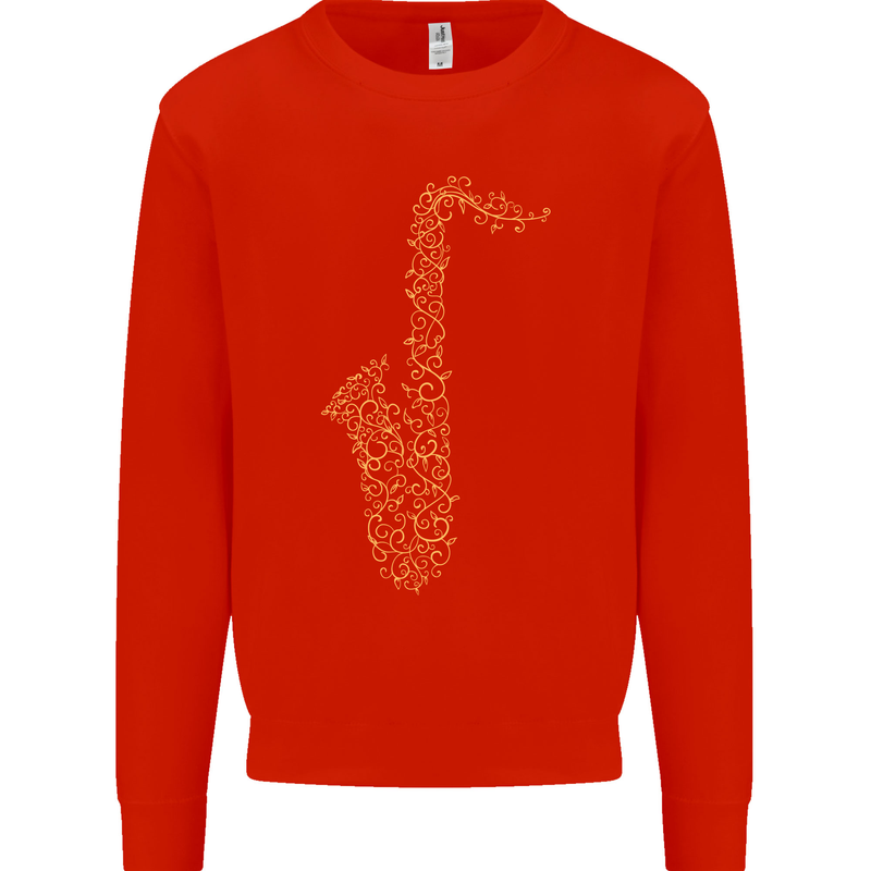 A Saxaphone Musical Instruments Brass Band Mens Sweatshirt Jumper Bright Red