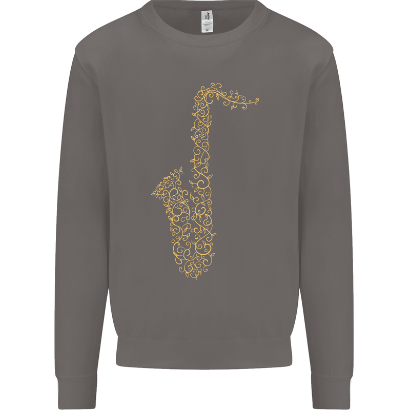 A Saxaphone Musical Instruments Brass Band Mens Sweatshirt Jumper Charcoal