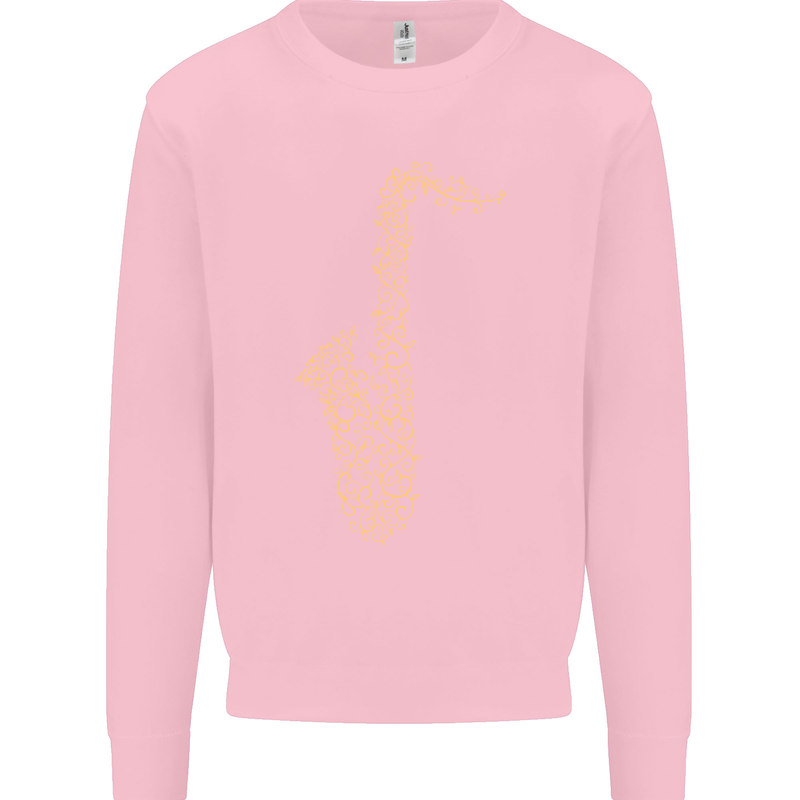 A Saxaphone Musical Instruments Brass Band Mens Sweatshirt Jumper Light Pink