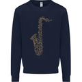 A Saxaphone Musical Instruments Brass Band Mens Sweatshirt Jumper Navy Blue