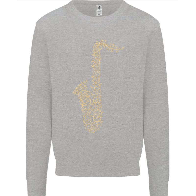 A Saxaphone Musical Instruments Brass Band Mens Sweatshirt Jumper Sports Grey