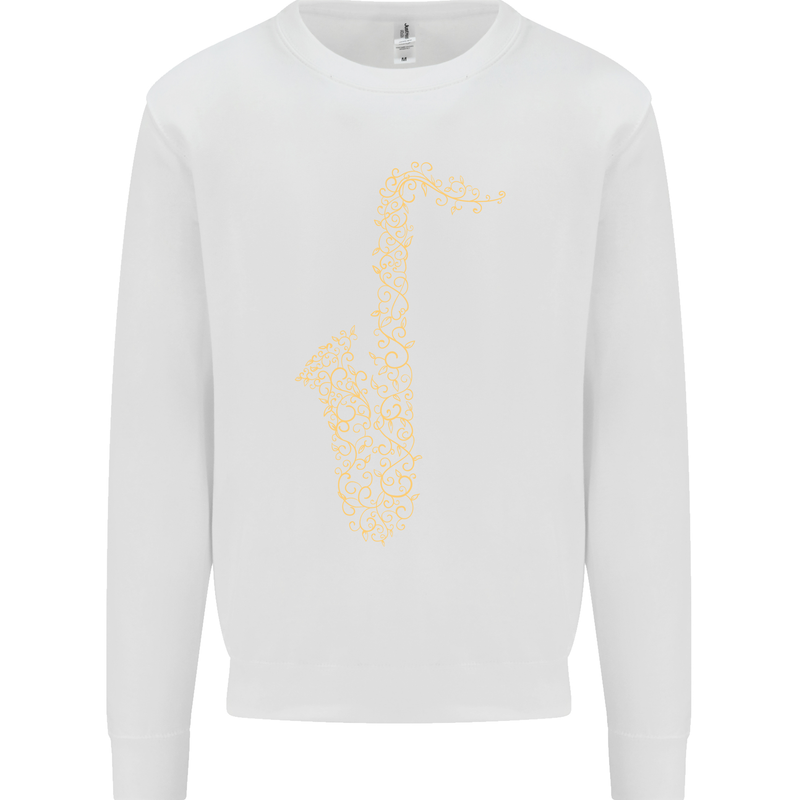 A Saxaphone Musical Instruments Brass Band Mens Sweatshirt Jumper White