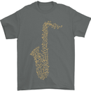 A Saxaphone Musical Instruments Brass Band Mens T-Shirt 100% Cotton Charcoal