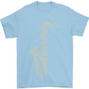 A Saxaphone Musical Instruments Brass Band Mens T-Shirt 100% Cotton Light Blue