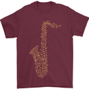 A Saxaphone Musical Instruments Brass Band Mens T-Shirt 100% Cotton Maroon