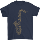 A Saxaphone Musical Instruments Brass Band Mens T-Shirt 100% Cotton Navy Blue