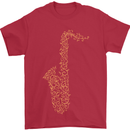 A Saxaphone Musical Instruments Brass Band Mens T-Shirt 100% Cotton Red