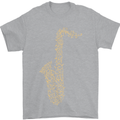 A Saxaphone Musical Instruments Brass Band Mens T-Shirt 100% Cotton Sports Grey