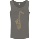 A Saxaphone Musical Instruments Brass Band Mens Vest Tank Top Charcoal