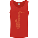 A Saxaphone Musical Instruments Brass Band Mens Vest Tank Top Red