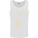 A Saxaphone Musical Instruments Brass Band Mens Vest Tank Top White