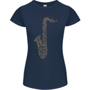 A Saxaphone Musical Instruments Brass Band Womens Petite Cut T-Shirt Navy Blue