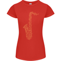 A Saxaphone Musical Instruments Brass Band Womens Petite Cut T-Shirt Red
