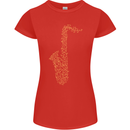 A Saxaphone Musical Instruments Brass Band Womens Petite Cut T-Shirt Red