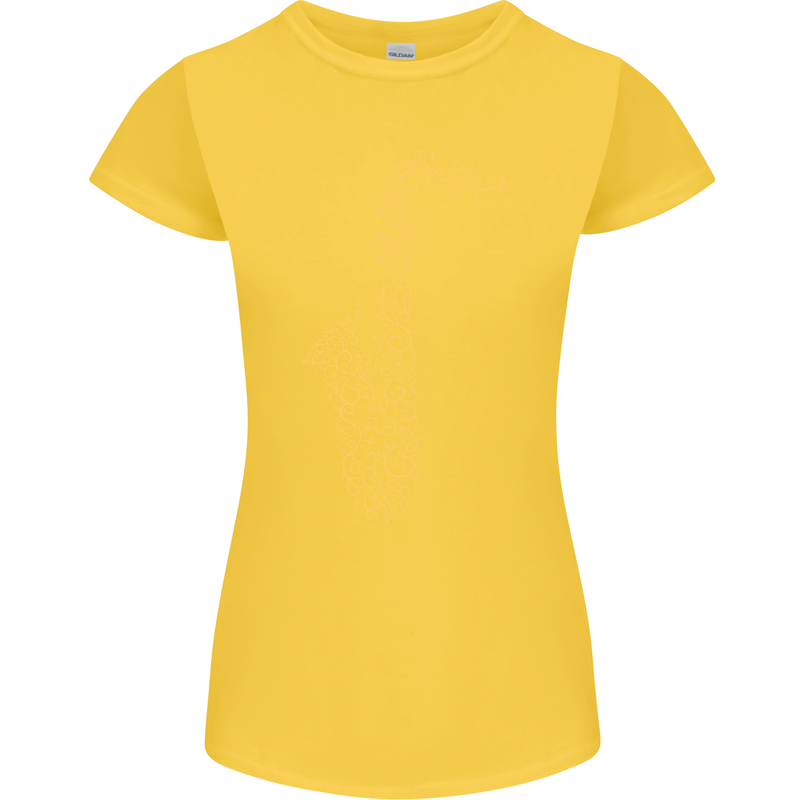 A Saxaphone Musical Instruments Brass Band Womens Petite Cut T-Shirt Yellow