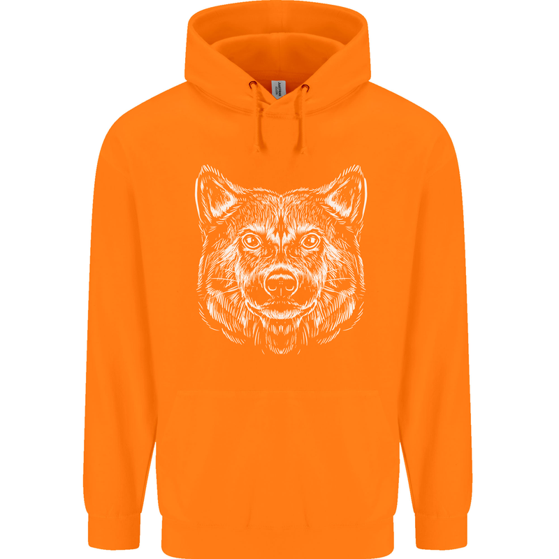 A Shiba Dog Drawing Childrens Kids Hoodie Orange