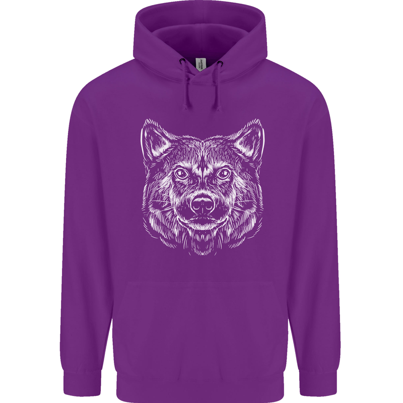 A Shiba Dog Drawing Childrens Kids Hoodie Purple