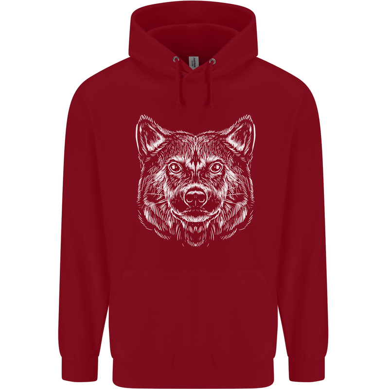 A Shiba Dog Drawing Childrens Kids Hoodie Red