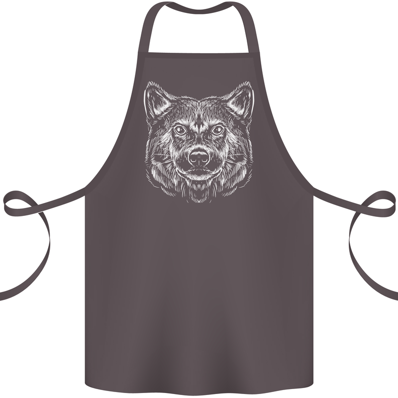 A Shiba Dog Drawing Cotton Apron 100% Organic Dark Grey