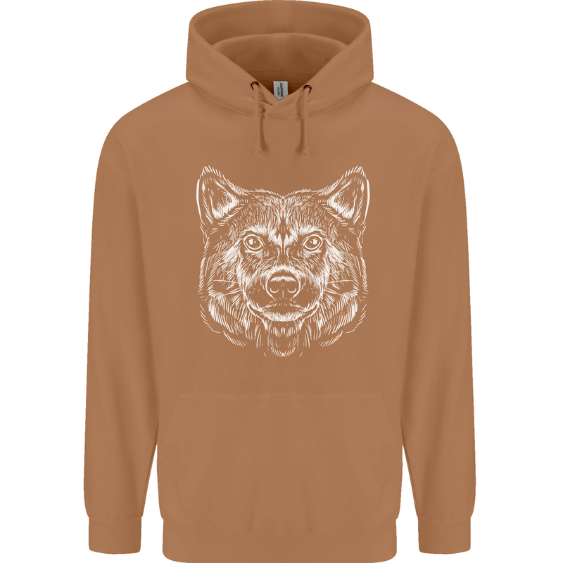 A Shiba Dog Drawing Mens 80% Cotton Hoodie Caramel Latte