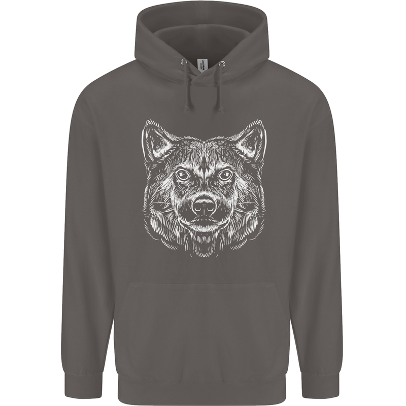A Shiba Dog Drawing Mens 80% Cotton Hoodie Charcoal