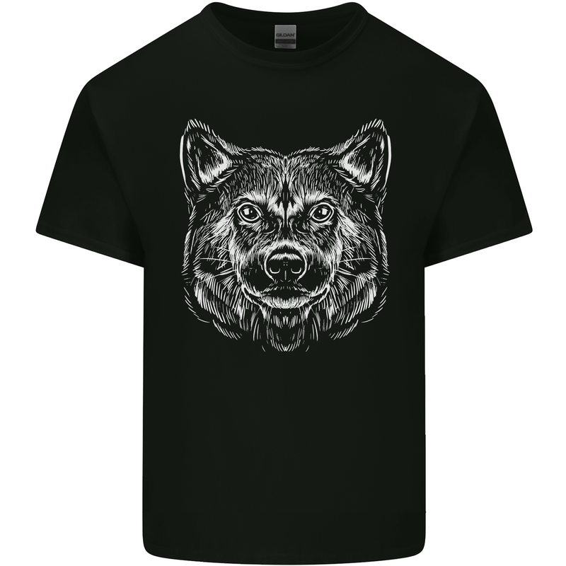 A Shiba Dog Drawing Mens Cotton T-Shirt Tee Top Black