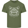 A Shiba Dog Drawing Mens Cotton T-Shirt Tee Top Military Green