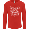 A Shiba Dog Drawing Mens Long Sleeve T-Shirt Red