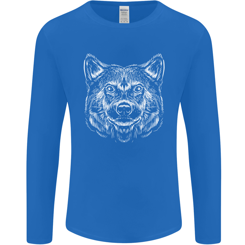 A Shiba Dog Drawing Mens Long Sleeve T-Shirt Royal Blue