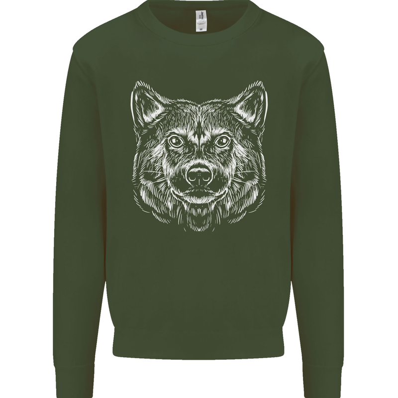 A Shiba Dog Drawing Mens Sweatshirt Jumper Forest Green