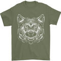A Shiba Dog Drawing Mens T-Shirt 100% Cotton Military Green
