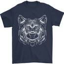 A Shiba Dog Drawing Mens T-Shirt 100% Cotton Navy Blue