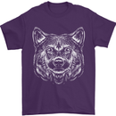 A Shiba Dog Drawing Mens T-Shirt 100% Cotton Purple