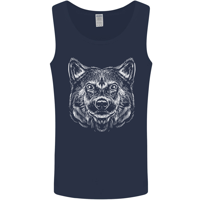 A Shiba Dog Drawing Mens Vest Tank Top Navy Blue