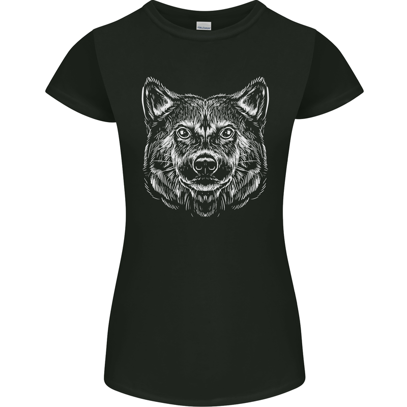 A Shiba Dog Drawing Womens Petite Cut T-Shirt Black