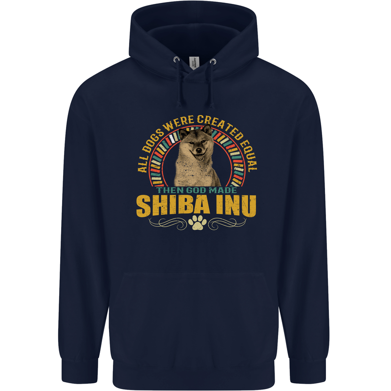 A Shiba Inu Dog Childrens Kids Hoodie Navy Blue