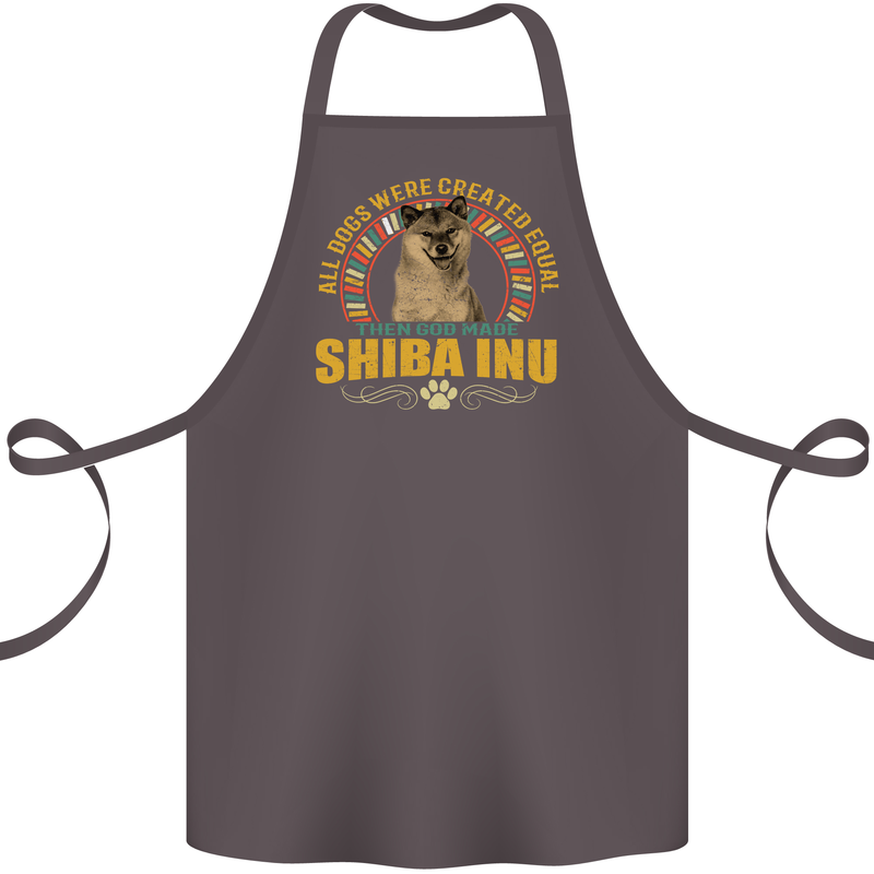 A Shiba Inu Dog Cotton Apron 100% Organic Dark Grey