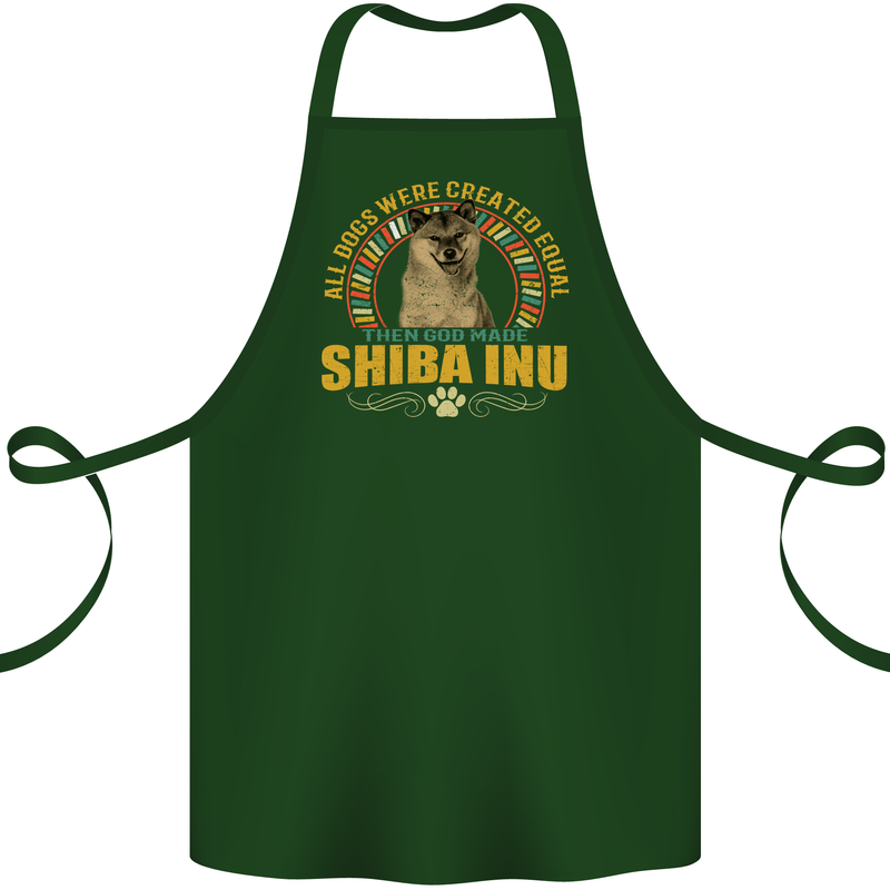A Shiba Inu Dog Cotton Apron 100% Organic Forest Green