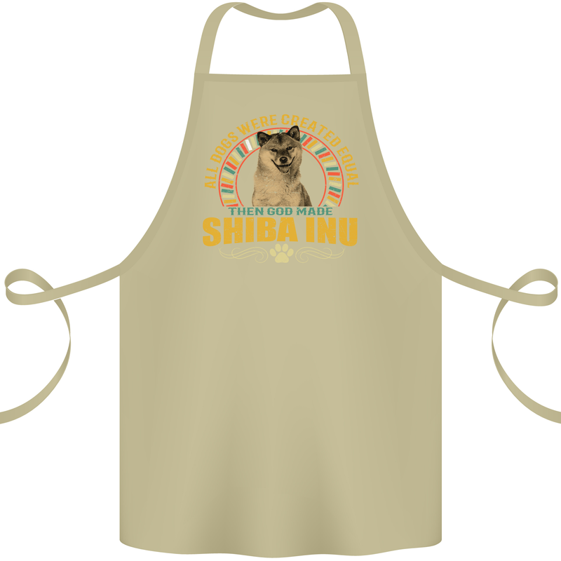 A Shiba Inu Dog Cotton Apron 100% Organic Khaki