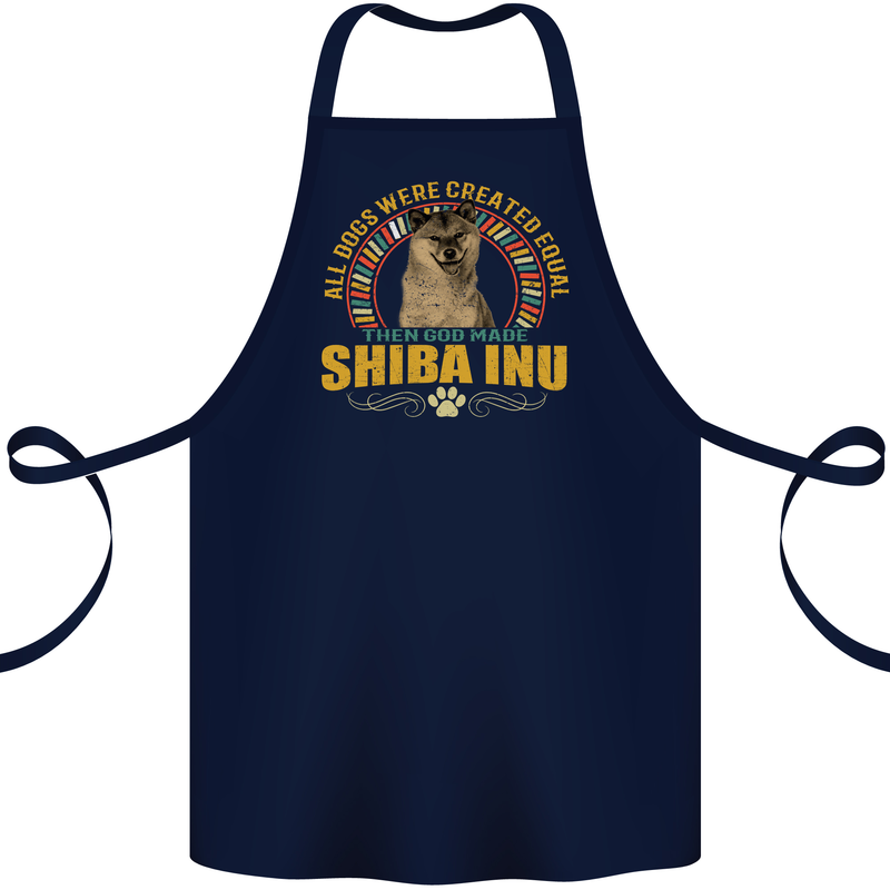 A Shiba Inu Dog Cotton Apron 100% Organic Navy Blue